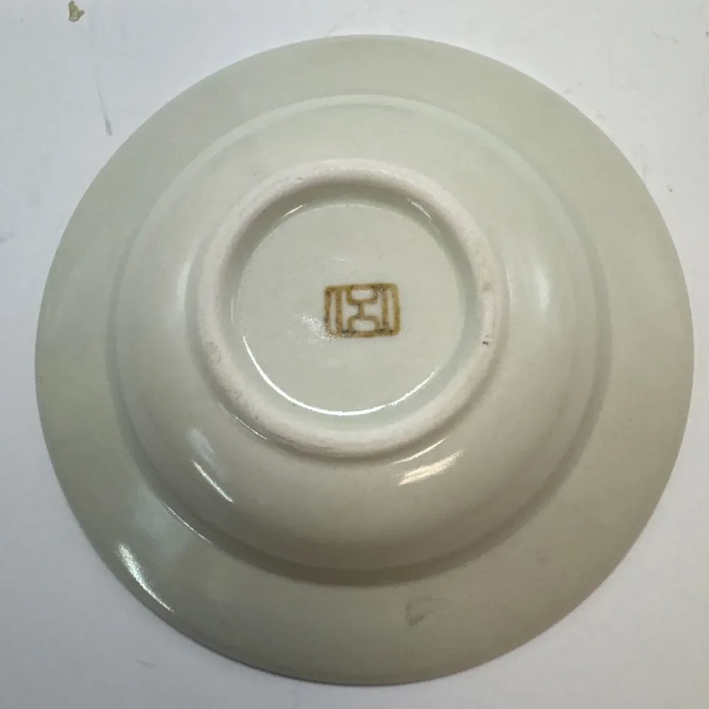 Bat Trang Vietnamese Hand Painted Pottery 2 Bowl heart trinket dish Dragonflies